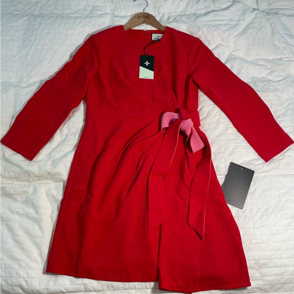Tuckernuck Sienna Wrap Dress NWT Poppy & Hot Pink Mini (Small / S) - Picture 5 of 8